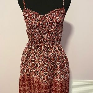Last Chance** Spaghetti Strap Above the Knee Dress Pink Red Patterned